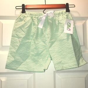 (5/$25)  Ellie O Green & White Seersucker Shorts, unisex